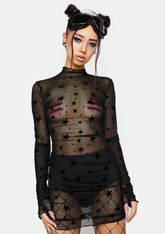 Divine Sounds Mesh Mini Dress sold by Dolls Kill