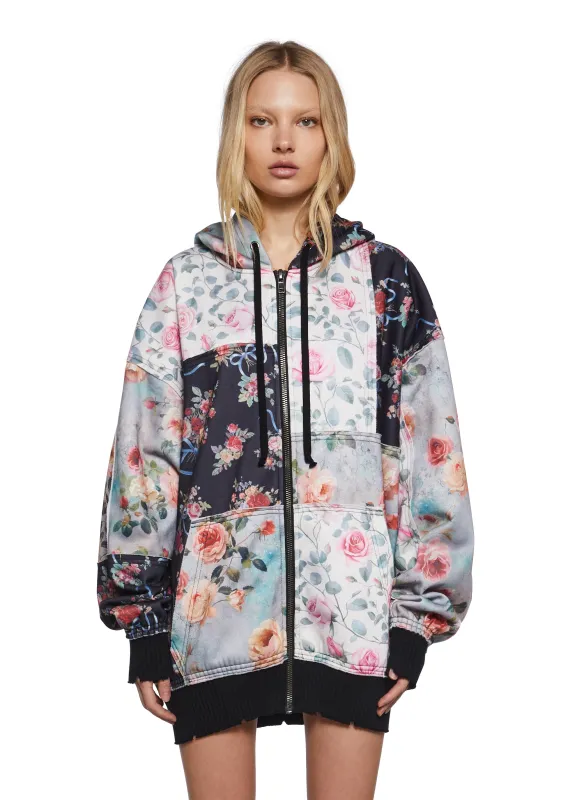 Late Riser Patchwork Hoodie sold by Dolls Kill