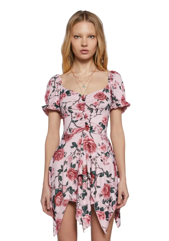 Chasin’ Rainbows Mini Dress - Pink Floral sold by Dolls Kill