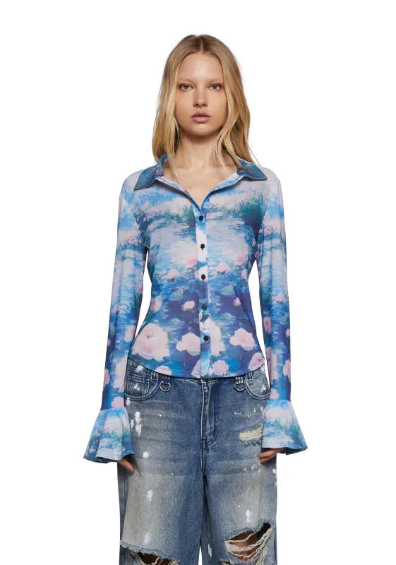 Watercolor Dreams Button Up Top sold by Dolls Kill