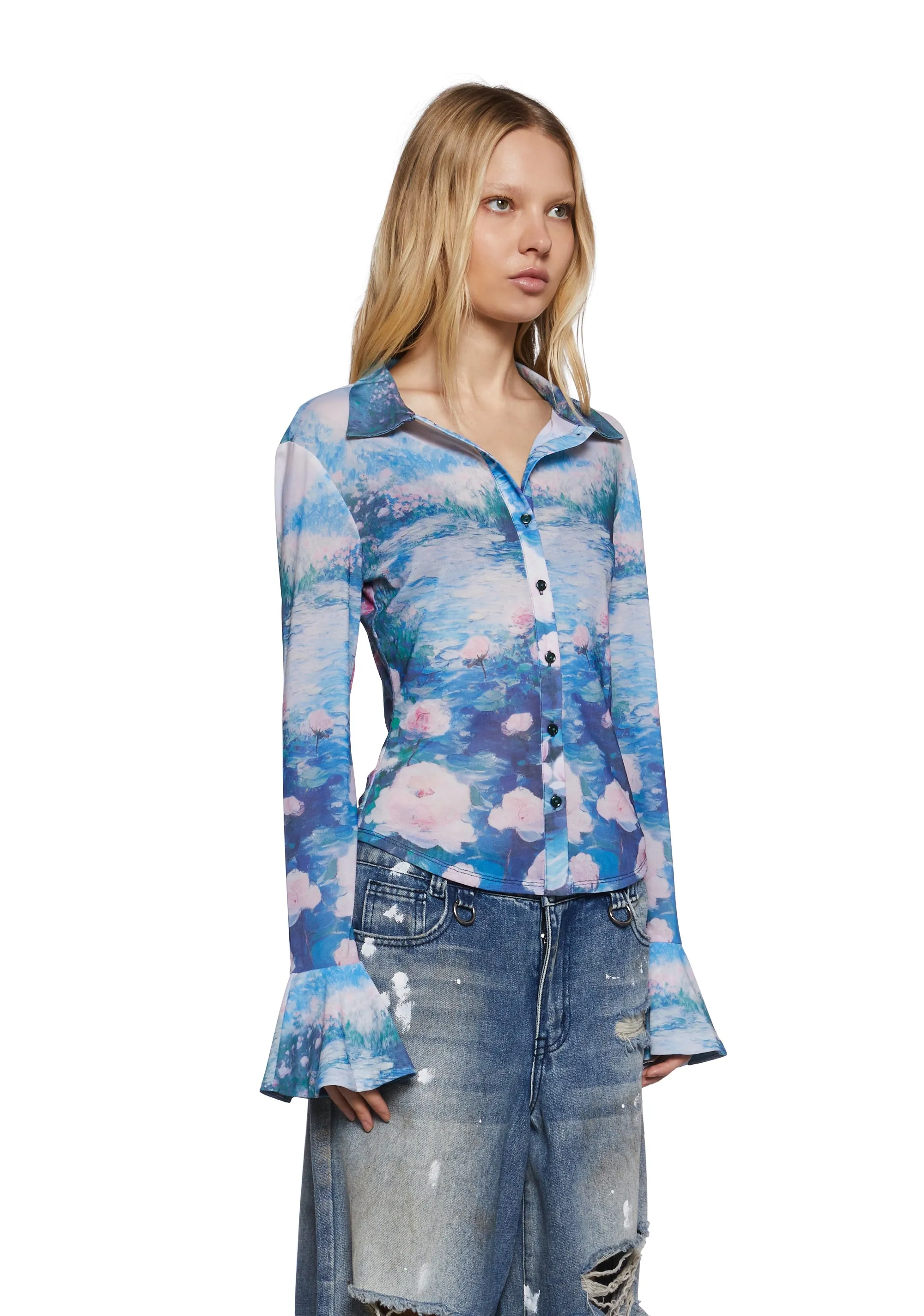 Watercolor Dreams Button Up Top sold by Dolls Kill product image thumbnail 3