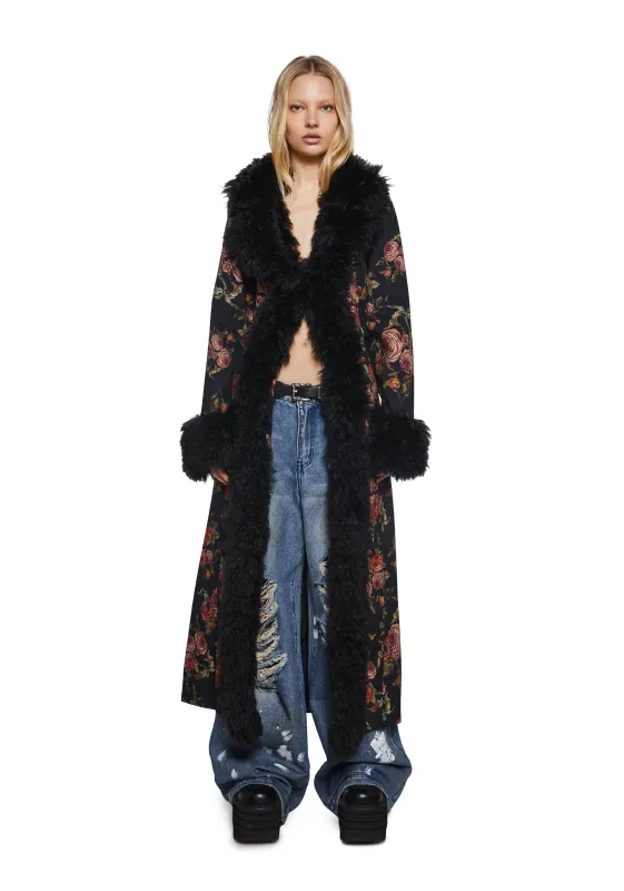 Wild Rose Faux Fur Duster Coat sold by Dolls Kill