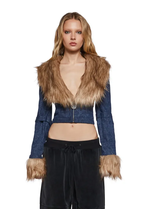 Covet Moto Jacket - Denim sold by Dolls Kill