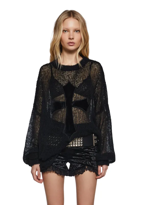 Coveted Acts Knit Sweater sold by Dolls Kill