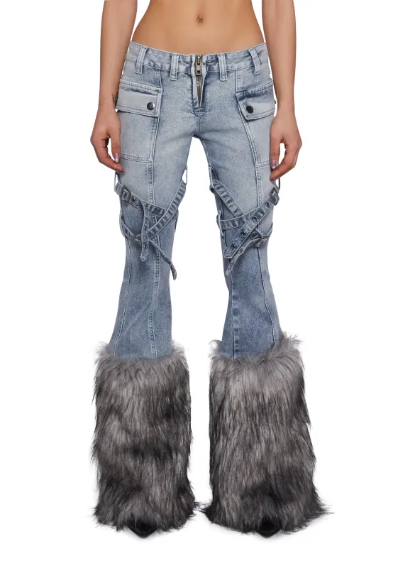 Gigi Faux Fur Denim Jeans sold by Dolls Kill