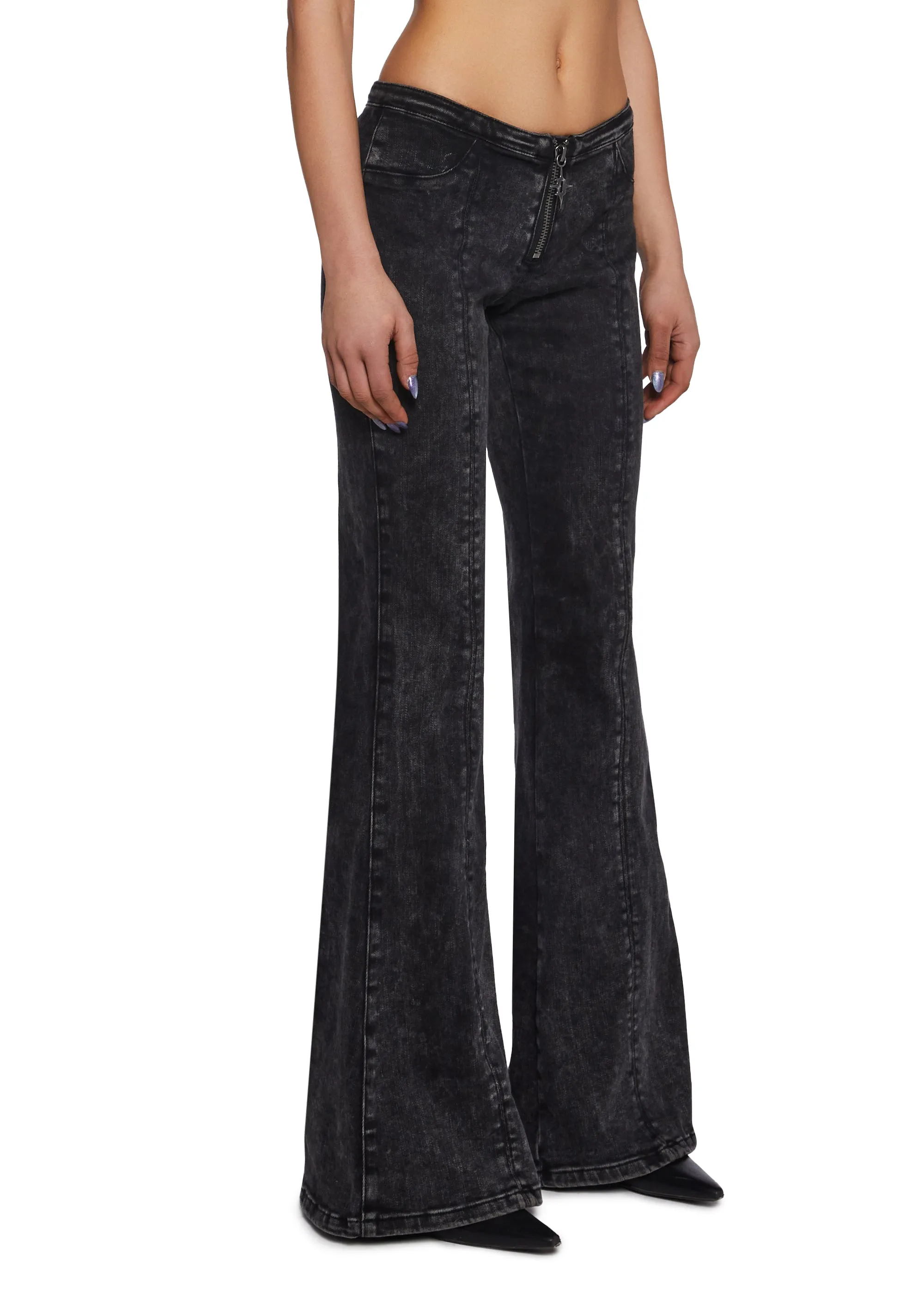 Lace Up Flare Denim Jeans sold by Dolls Kill product image thumbnail 3