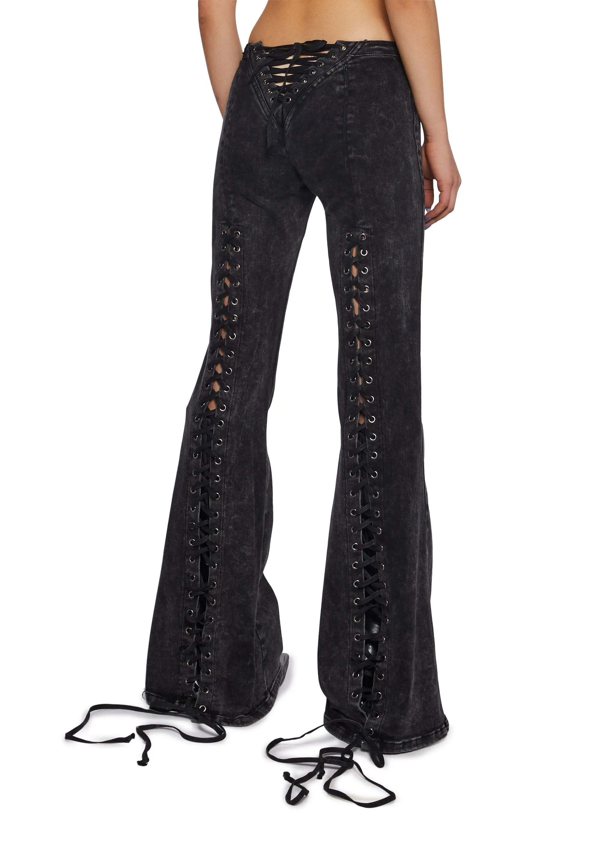 Lace Up Flare Denim Jeans sold by Dolls Kill product image thumbnail 5