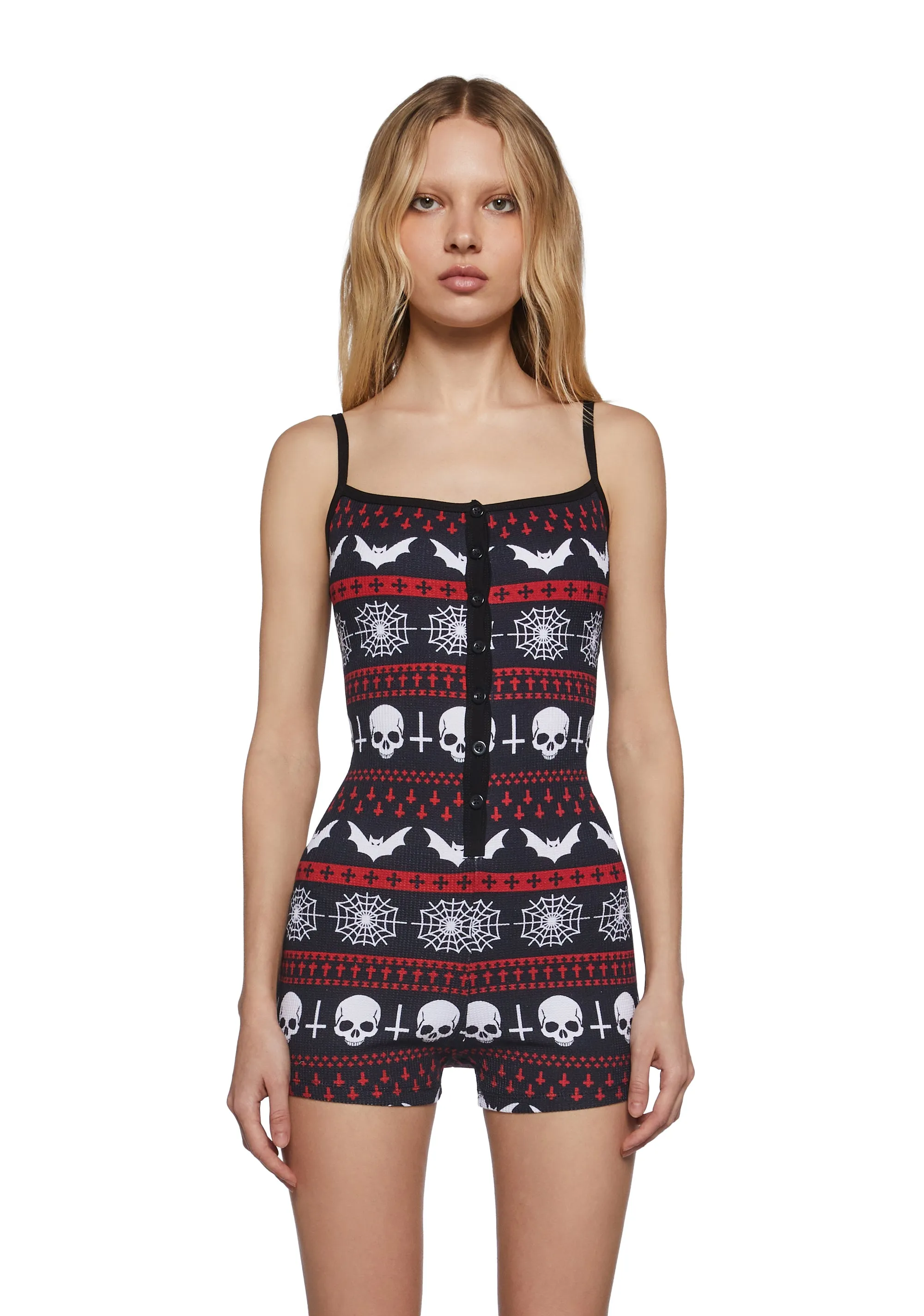 Spooky Loves Thermal Romper sold by Dolls Kill