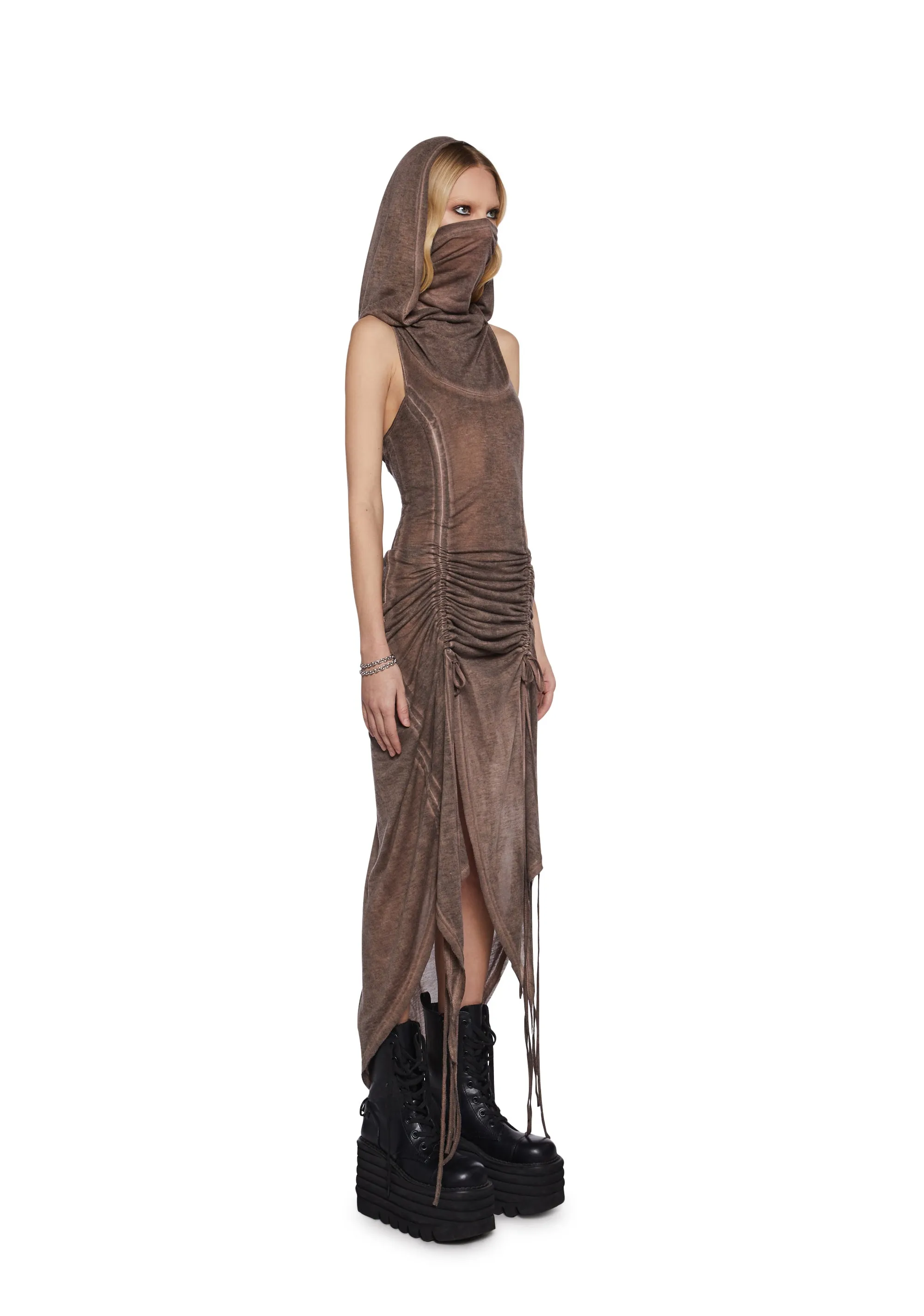 Tempo Ruched Harness Dress - Brown sold by Dolls Kill product image thumbnail 5