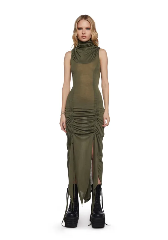 Tempo Ruched Harness Dress - Green sold by Dolls Kill