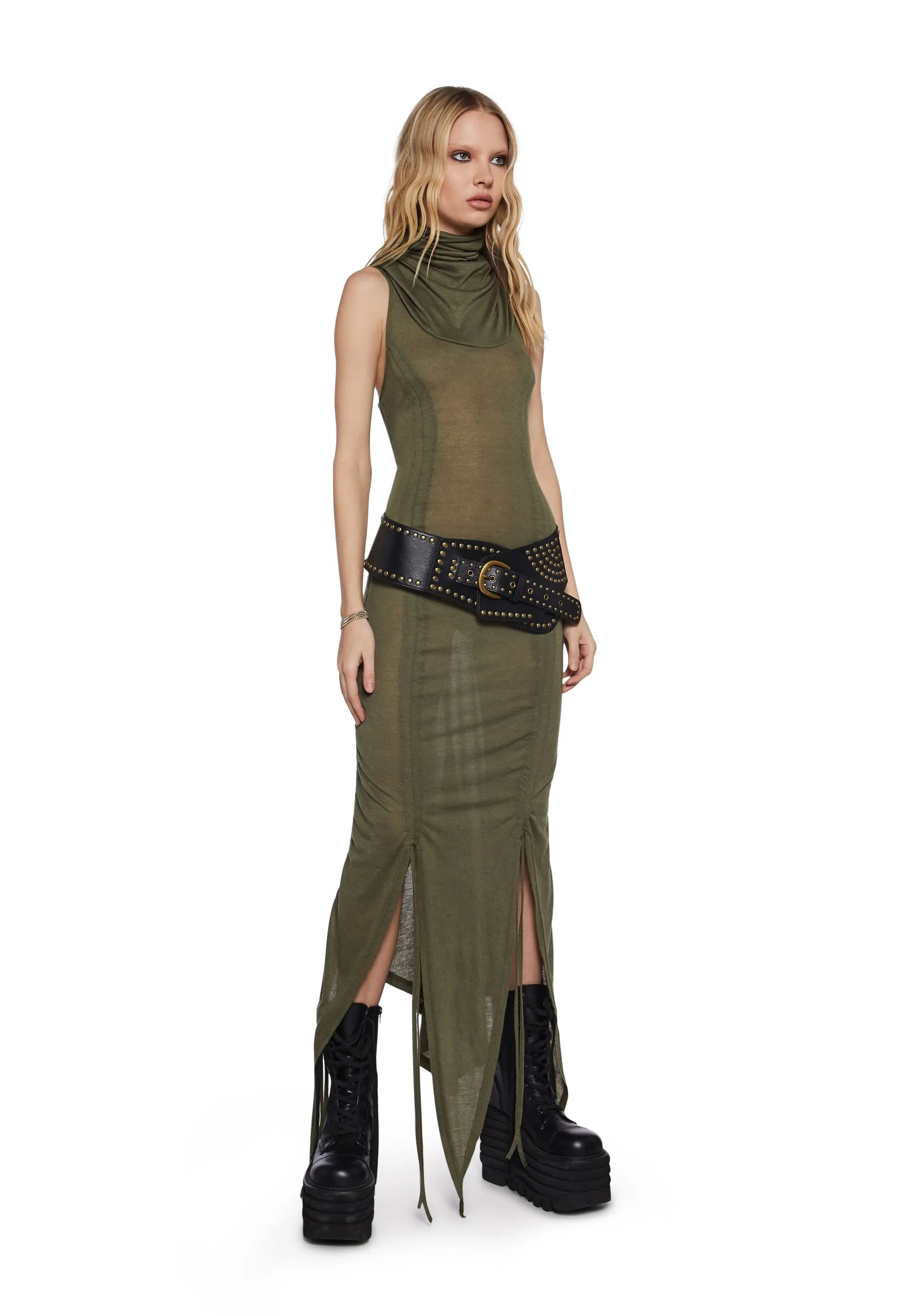 Tempo Ruched Harness Dress - Green sold by Dolls Kill product image thumbnail 3