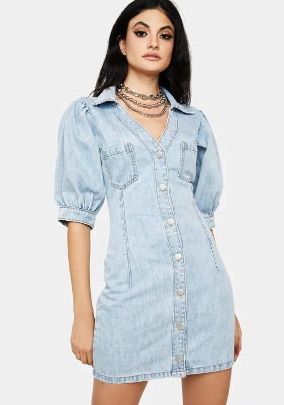 Denim Real Trendsetter Denim Mini Dress sold by Dolls Kill