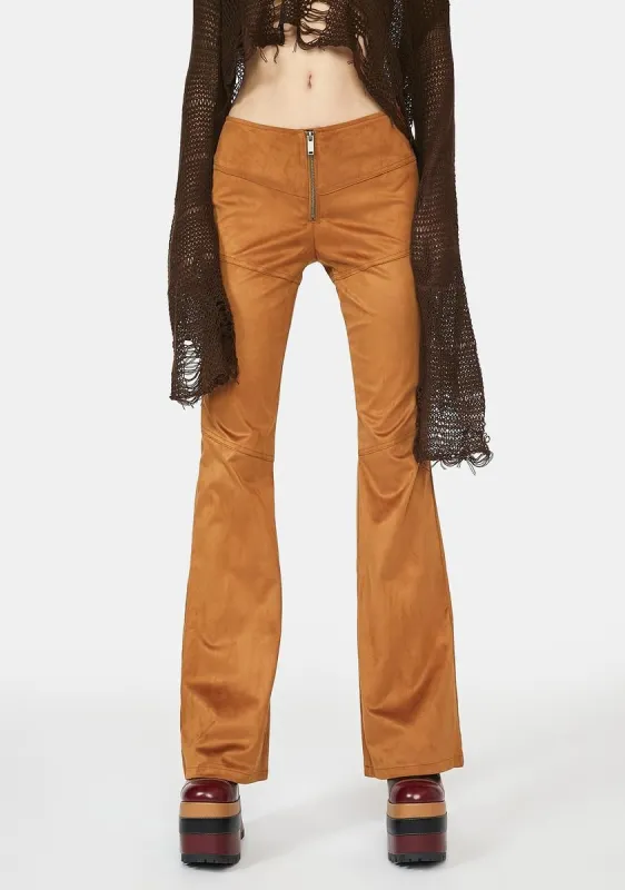 Backstage Babe Faux Suede Pants sold by Dolls Kill