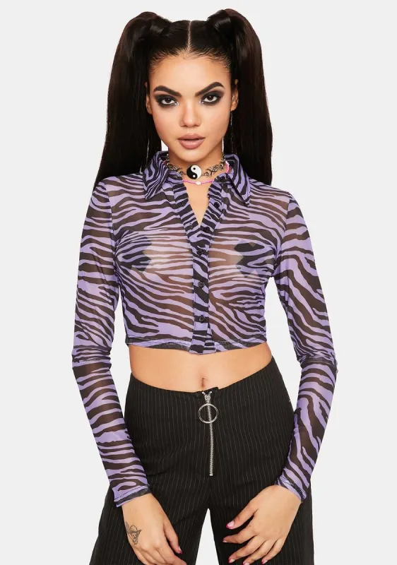 Zebra Print Mesh Top sold by Dolls Kill
