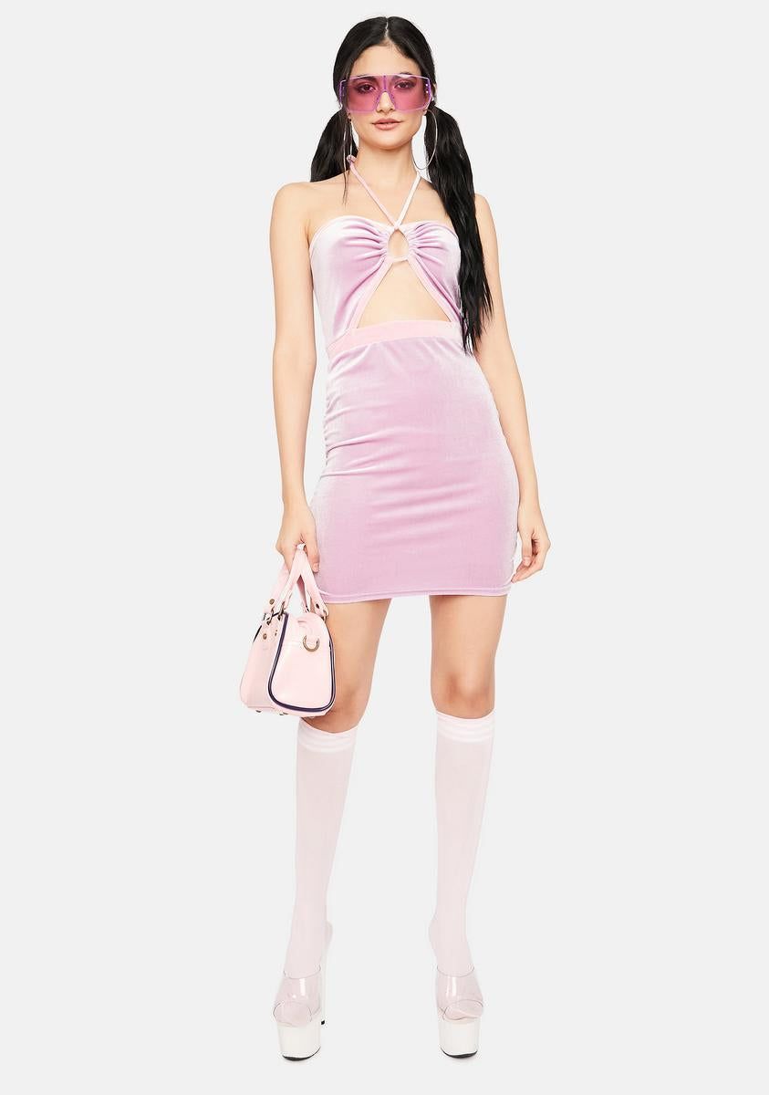 Mauve Trust In Chic Velour Halter Dress sold by Dolls Kill product image thumbnail 3