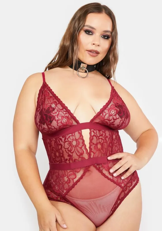 Plus Heart To Heart Lace Bodysuit sold by Dolls Kill