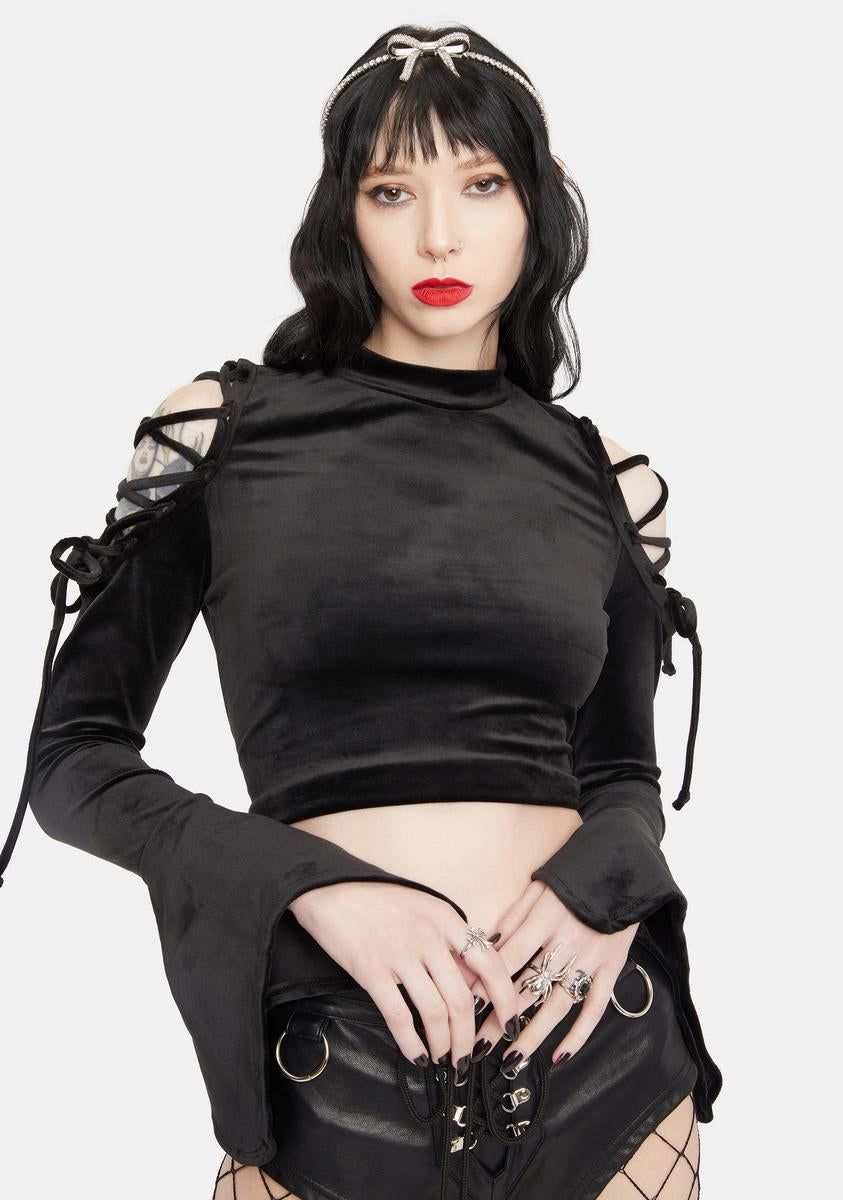 Night There You Were Flare Velvet Top sold by Dolls Kill