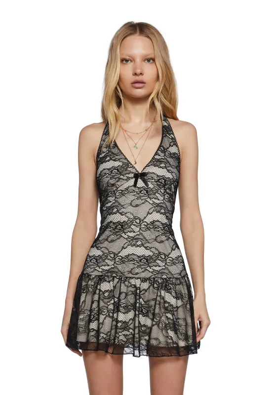 Country Sunflower Halter Lace Dress sold by Dolls Kill