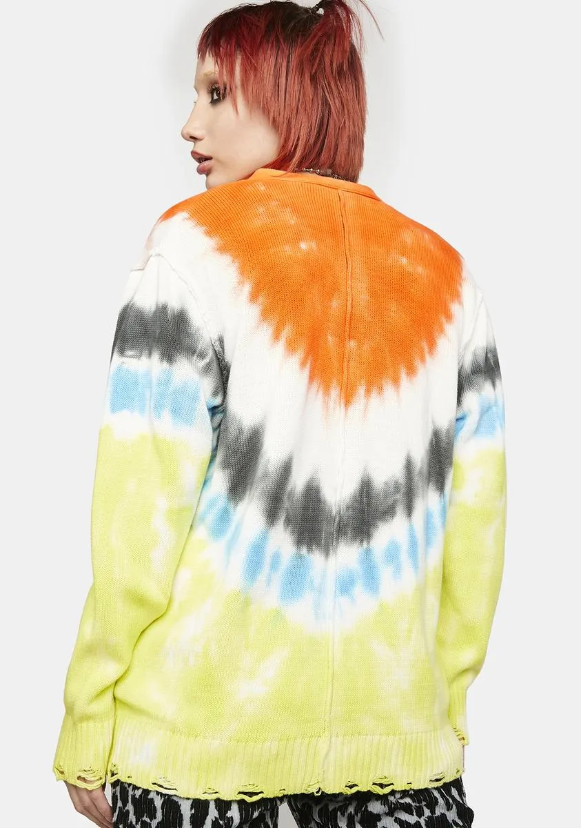 Distressed Tie Dye Knit Cardigan sold by Dolls Kill product image thumbnail 2