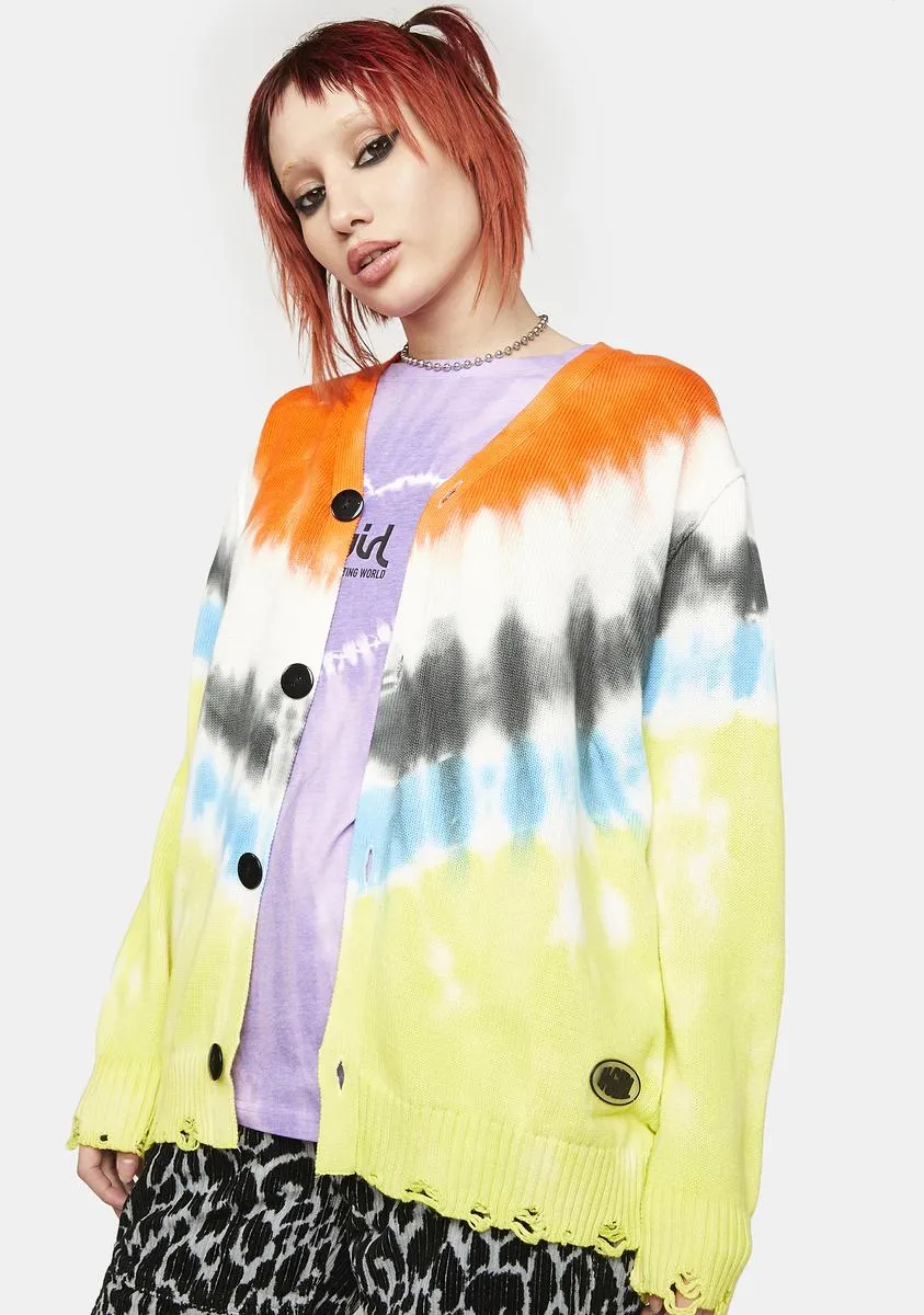 Distressed Tie Dye Knit Cardigan sold by Dolls Kill product image thumbnail 5