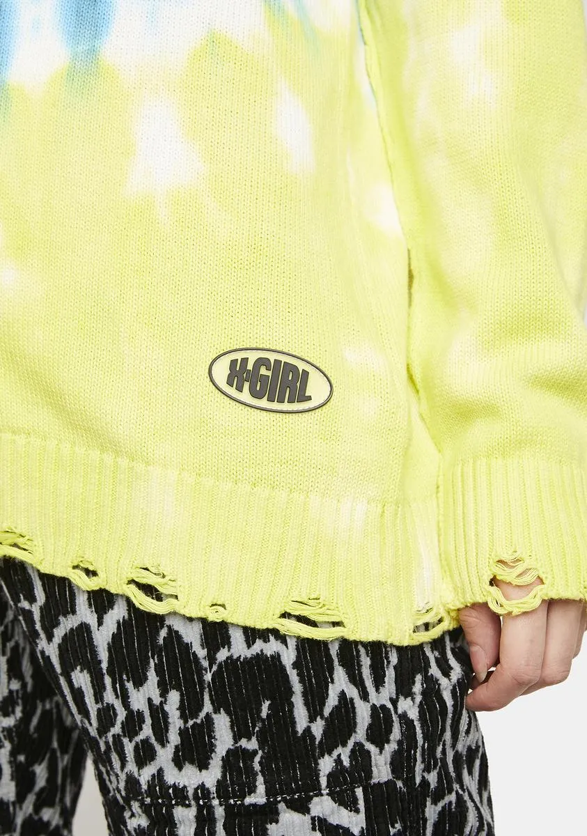 Distressed Tie Dye Knit Cardigan sold by Dolls Kill product image thumbnail 3