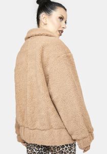 Brown Feel Me Fly Faux Fur Jacket sold by Dolls Kill
