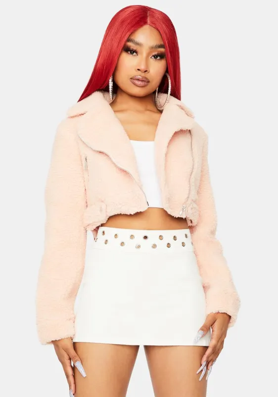 Rose Crop Me Out Sherpa Jacket sold by Dolls Kill