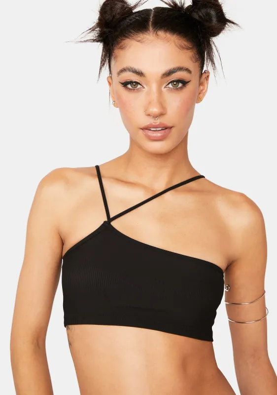 Asymmetric Ribbed Crop Top sold by Dolls Kill