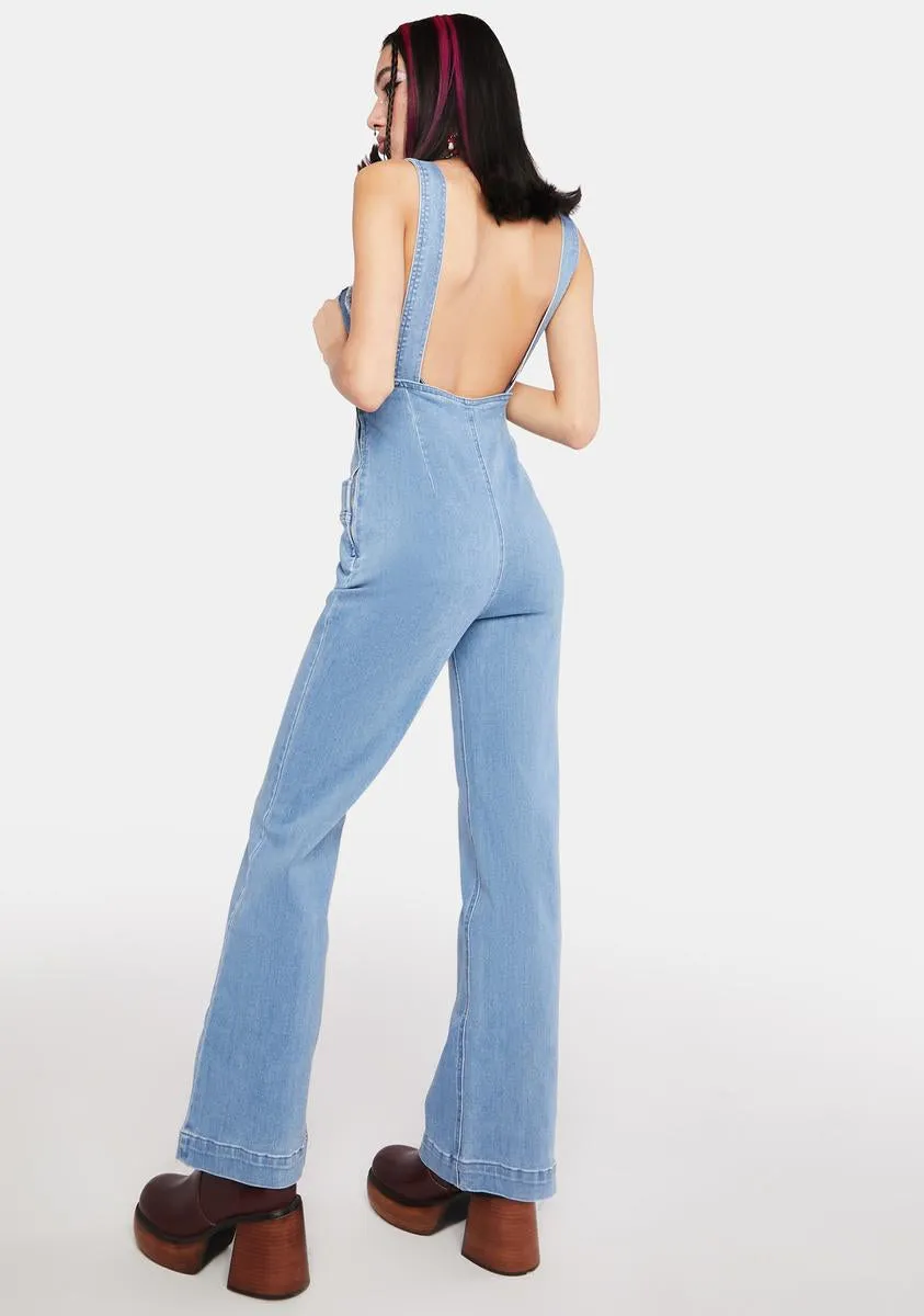 So Suspenseful Denim Jumpsuit sold by Dolls Kill product image thumbnail 4