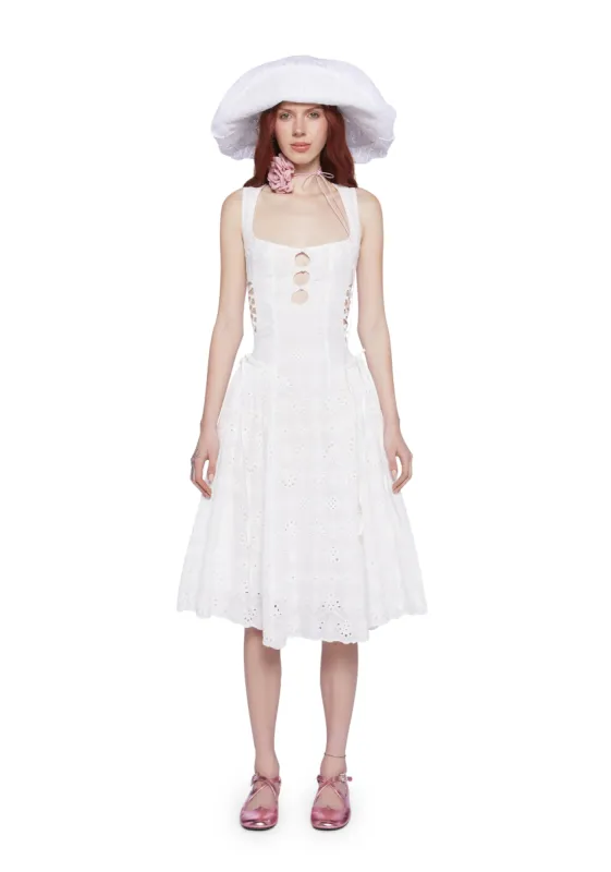 Blissful Breeze Eyelet Midi Dress sold by Dolls Kill