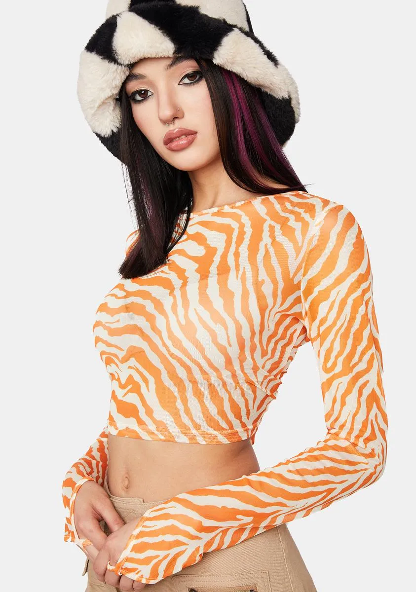 Tiger Print Mesh Crop Top sold by Dolls Kill product image thumbnail 2