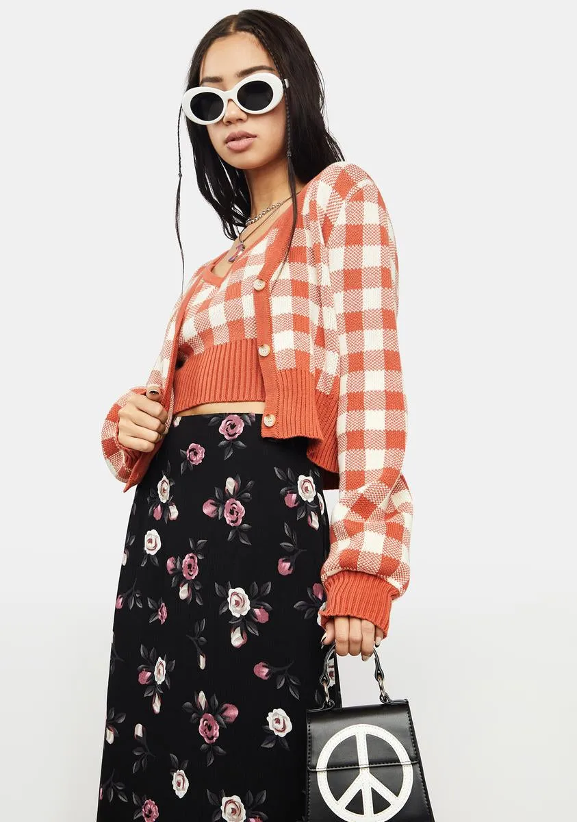 Rust Gingham Cardigan sold by Dolls Kill product image thumbnail 2