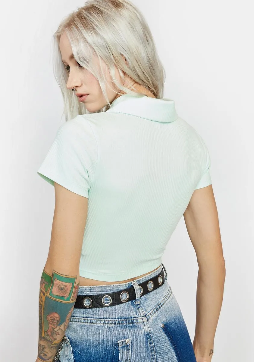 Mint Cropped Polo Shirt sold by Dolls Kill product image thumbnail 4