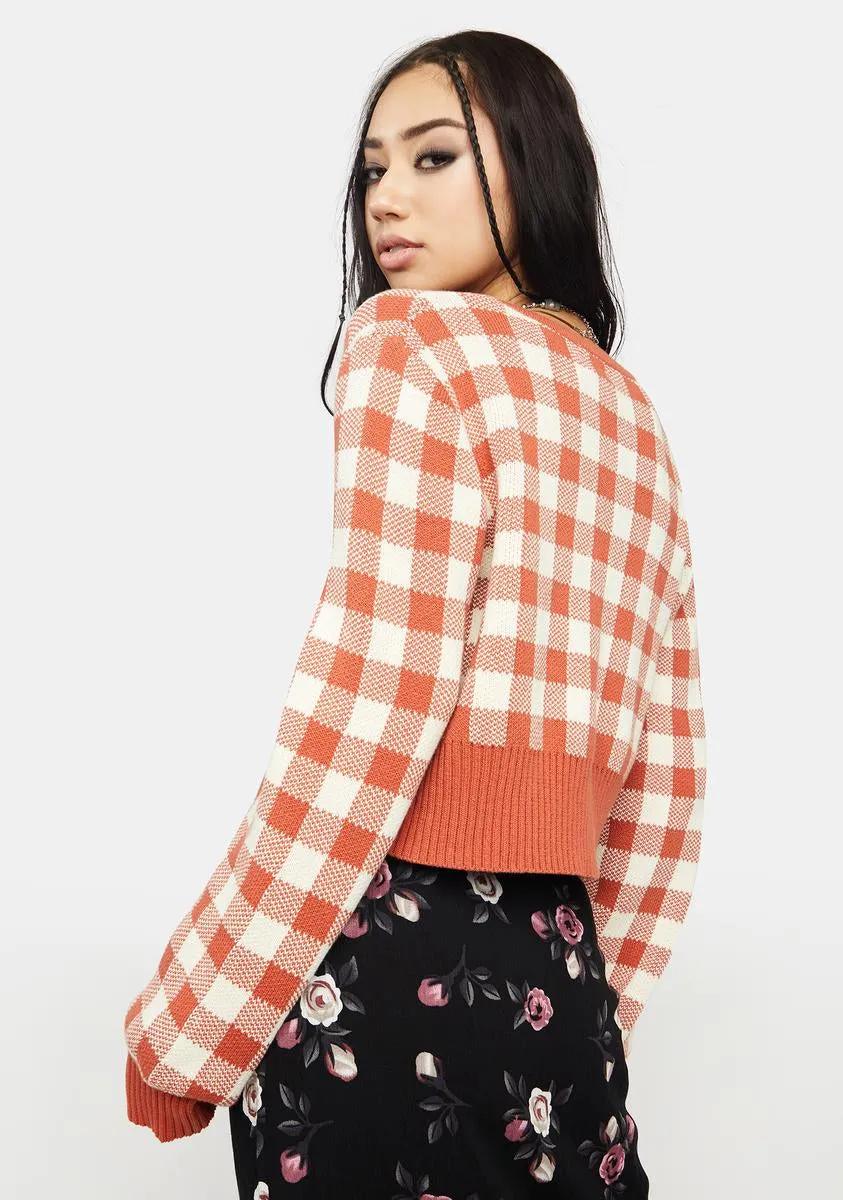 Rust Gingham Cardigan sold by Dolls Kill product image thumbnail 4