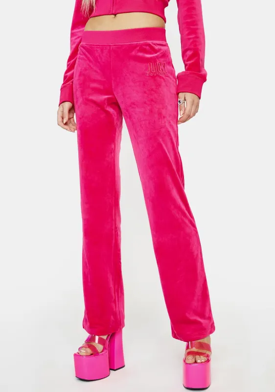 Vixen Pink Classic Velour Track Pants sold by Dolls Kill