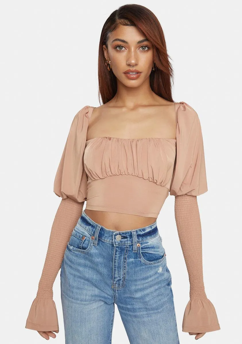 Princess Pleasures Long Sleeve Puff Shoulder Top sold by Dolls Kill