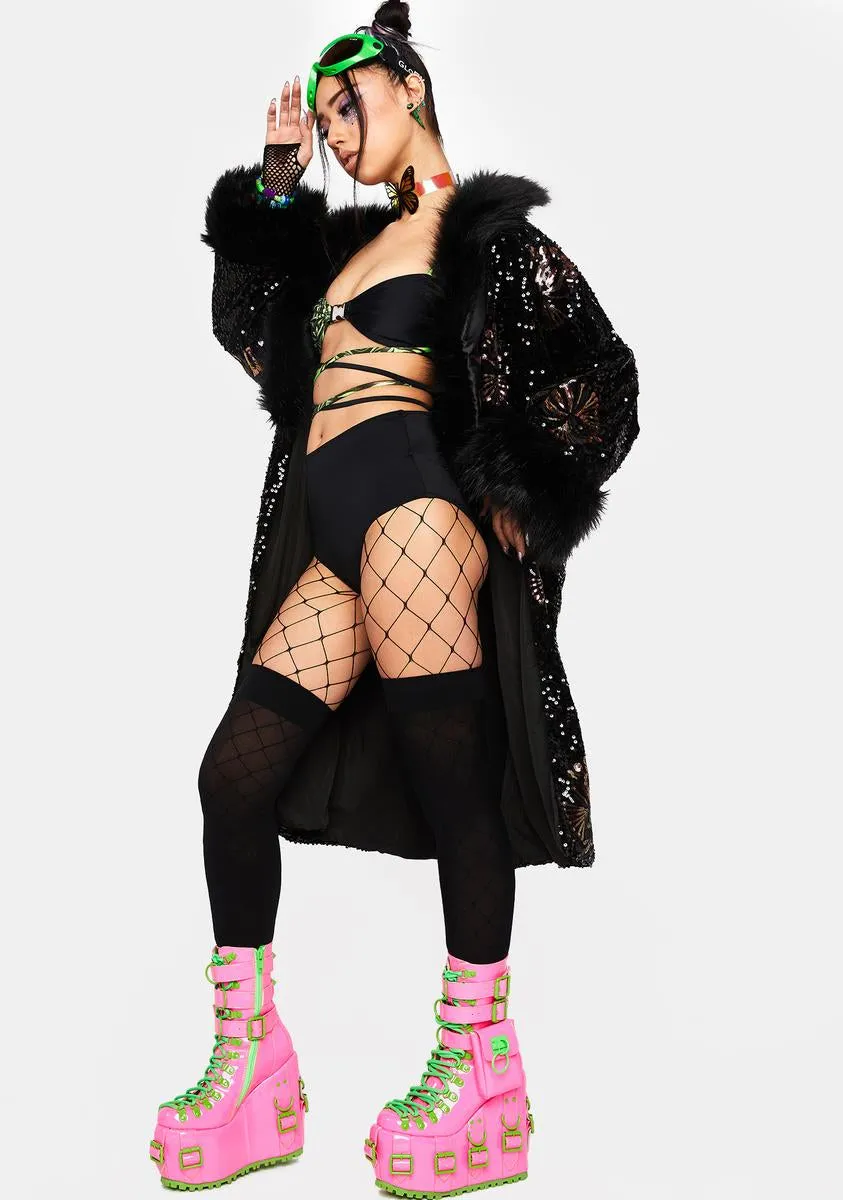 The Starlet Sequin Faux Fur Jacket sold by Dolls Kill product image thumbnail 4