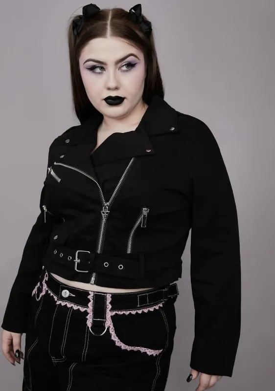 Plus Spiritual Sacrilege Moto Jacket sold by Dolls Kill