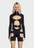 Buckle Long Sleeve Cut-Out Bodysuit sold by Dolls Kill