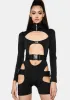 Buckle Long Sleeve Cut-Out Bodysuit sold by Dolls Kill