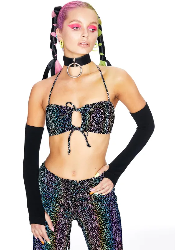 Space Invader Reflective Bra Top sold by Dolls Kill