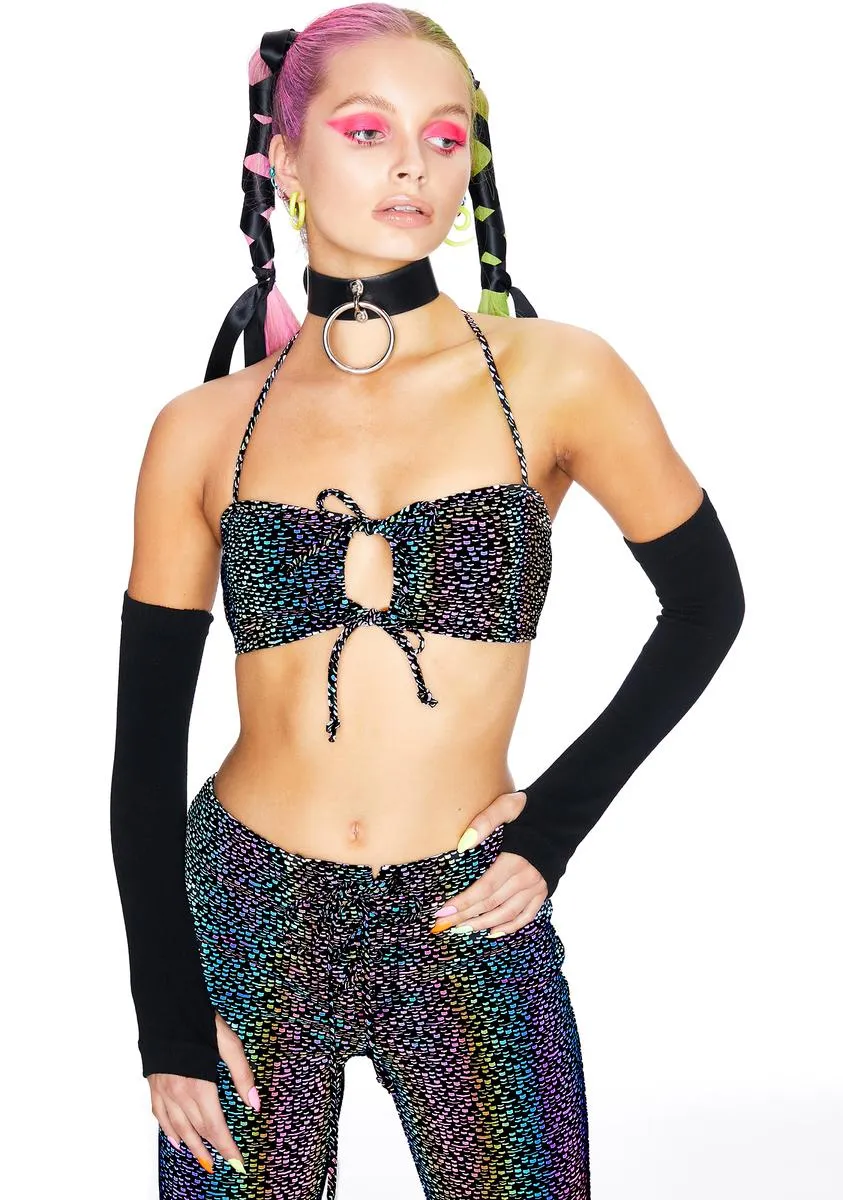 Space Invader Reflective Bra Top sold by Dolls Kill