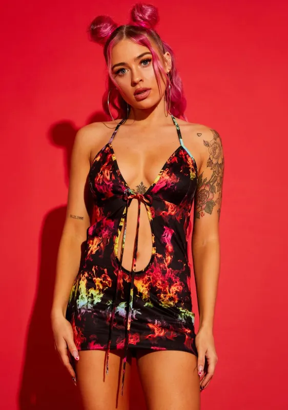 Stay Vibrant Cutout Mini Dress sold by Dolls Kill