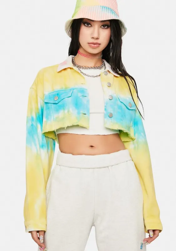 Sun Dance Tie Dye Crop Denim Jacket sold by Dolls Kill