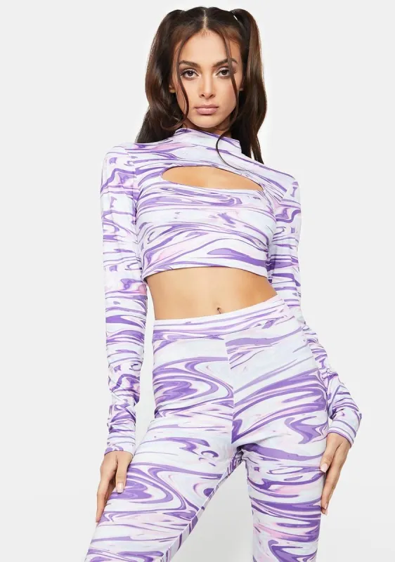 Gem Championship Game Marble Print Leggings Set sold by Dolls Kill