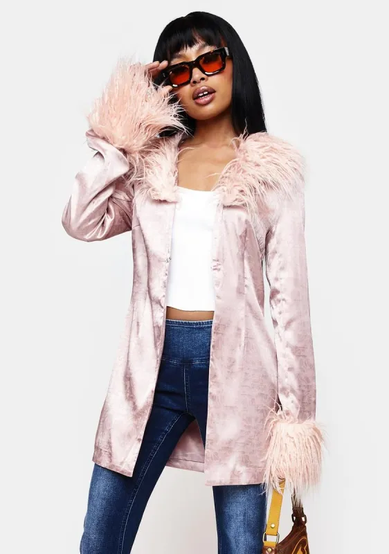 Blush Marla Satin Jacquard Jacket sold by Dolls Kill