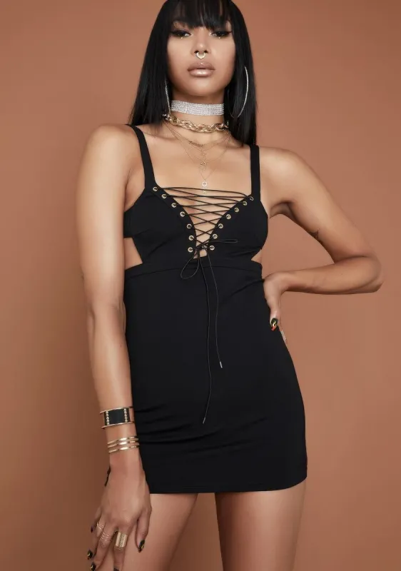 Love It Or Leave It Lace Up Dress sold by Dolls Kill