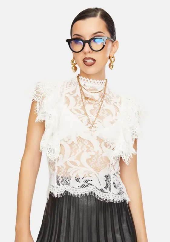 Heaven Can't Stop Lovin' Lace Top sold by Dolls Kill