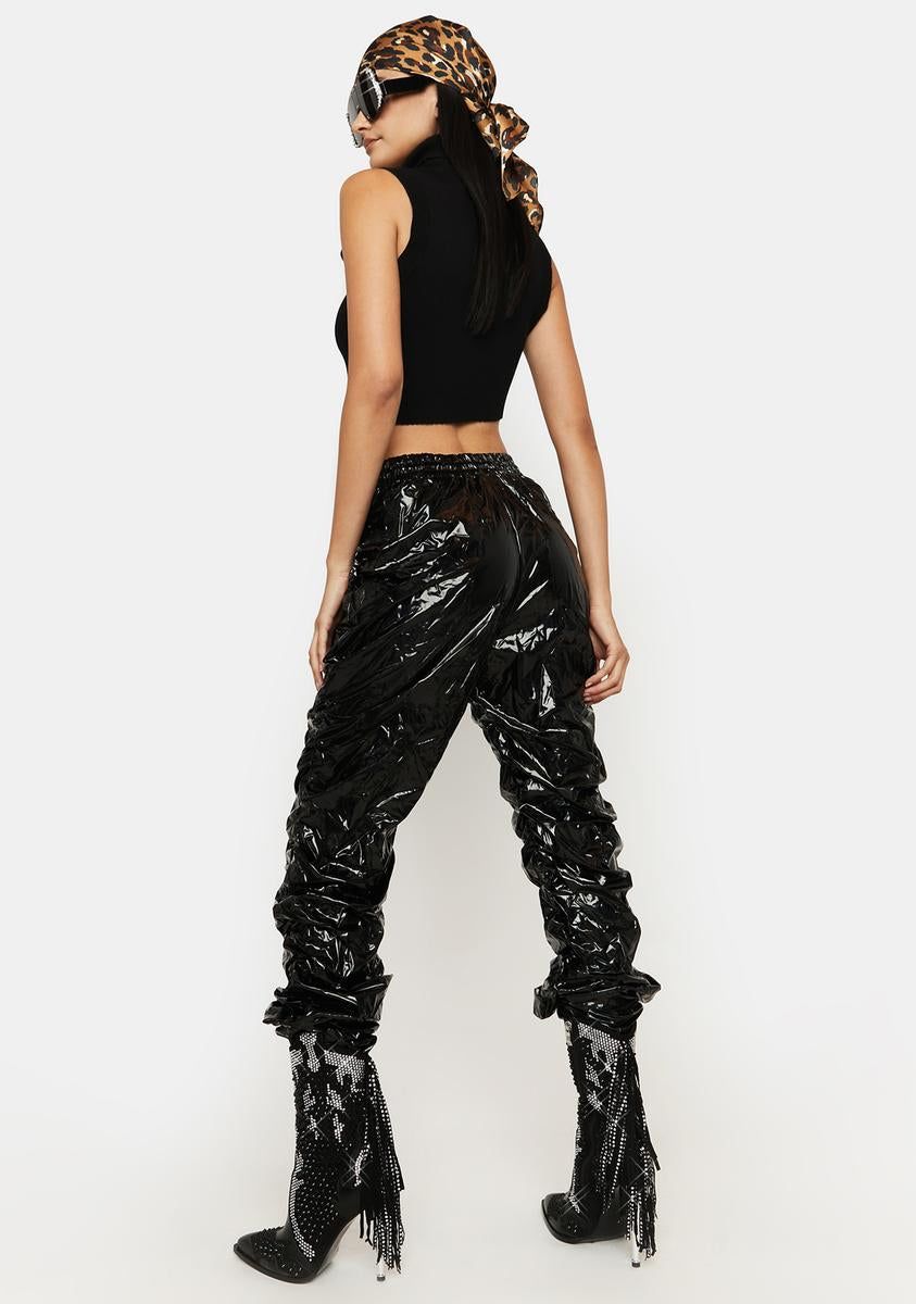 Reflect On It Shiny Ruched Joggers sold by Dolls Kill product image thumbnail 4