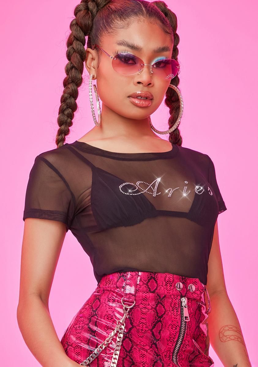 Ambitious Aries Rhinestone Mesh Tee sold by Dolls Kill product image thumbnail 2